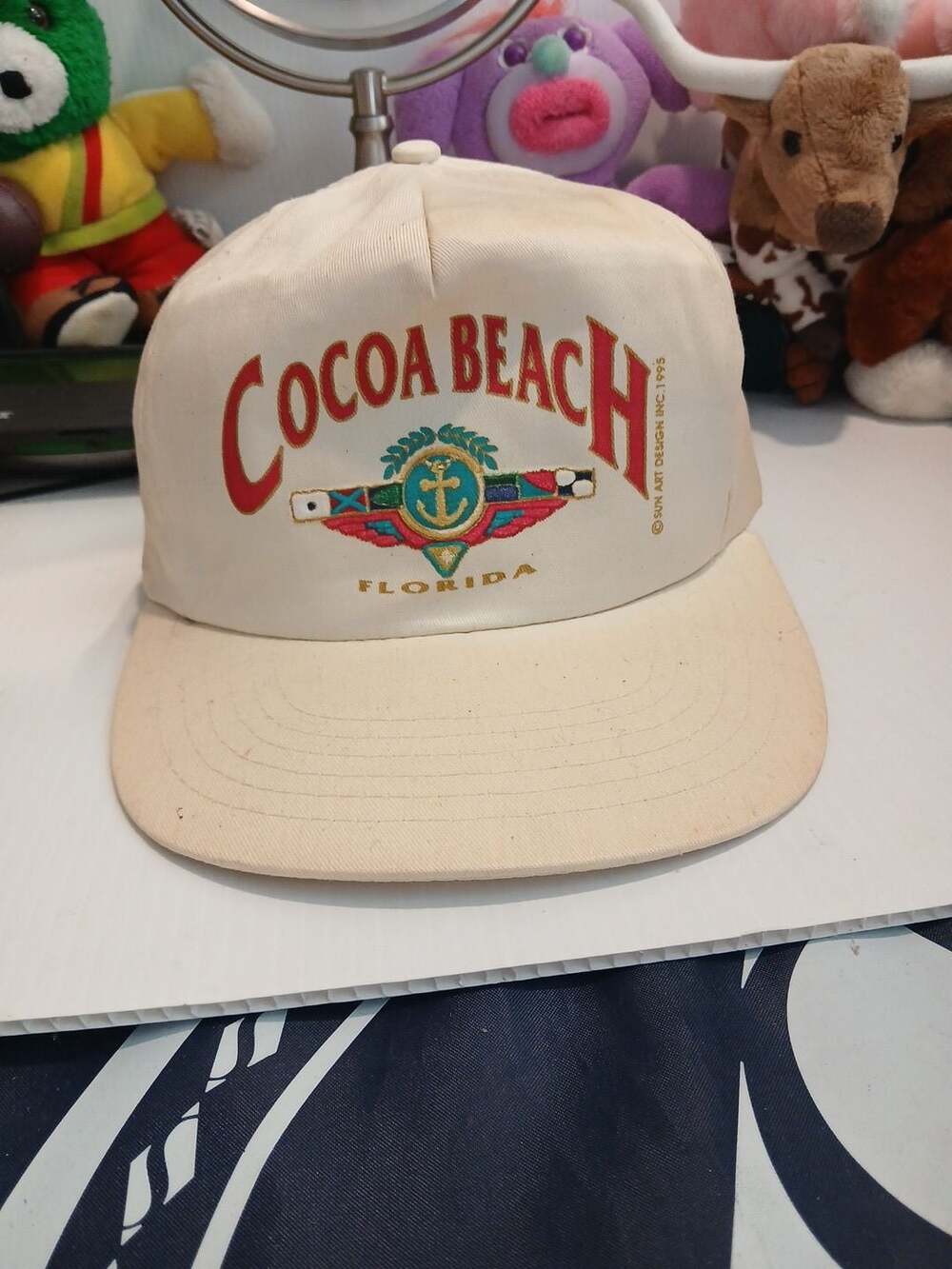 JTats Cocoa Beach Florida Trucker Hat Size Adult Cream Snapback